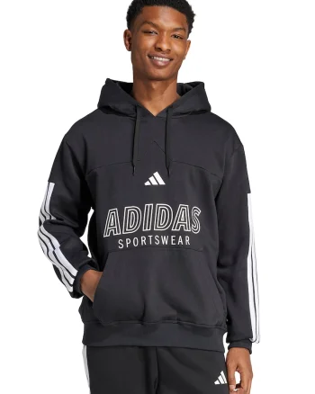Hanorac din amestec de bumbac cu imprimeu logo, Negru stins/Alb murdar