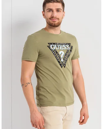 Tricou slim fit cu imprimeu logo contrastant pe piept, Alb/Negru/Verde aquamarin