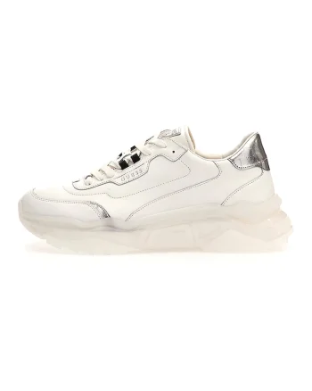 Pantofi sport cu insertii de piele, Alb