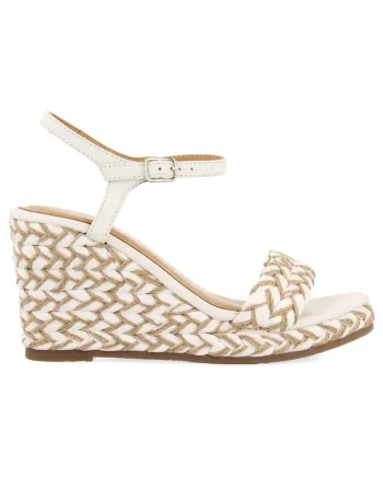 Sandale de piele ecologica si piele wedge Tigard, Alb