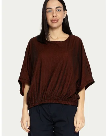 Bluza supradimensionata cu maneci-liliac, Maro