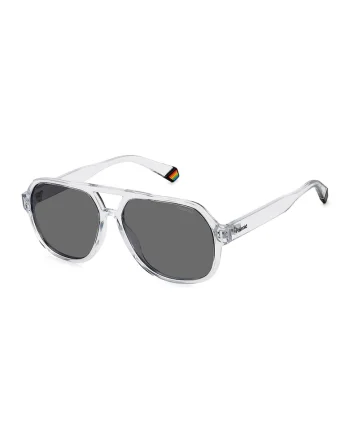 Ochelari de soare aviator cu lentile polarizate si moddel unisex, Negru/Transparent