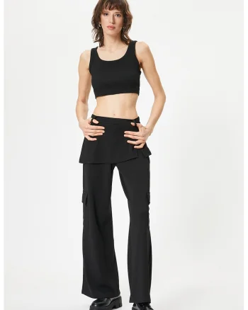 Pantaloni cargo cu croiala ampla, Negru