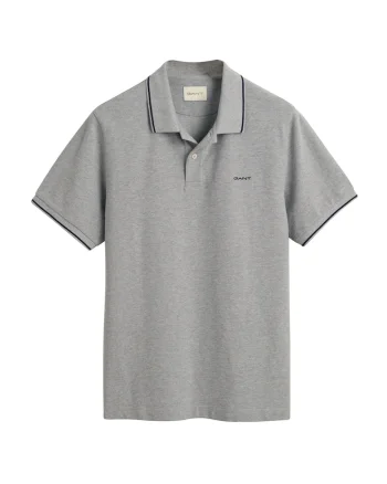 Tricou polo din material pique, Gri deschis