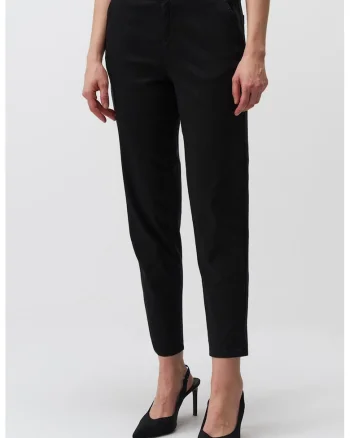 Pantaloni crop din amestec de lyocell cu buzunare, Negru