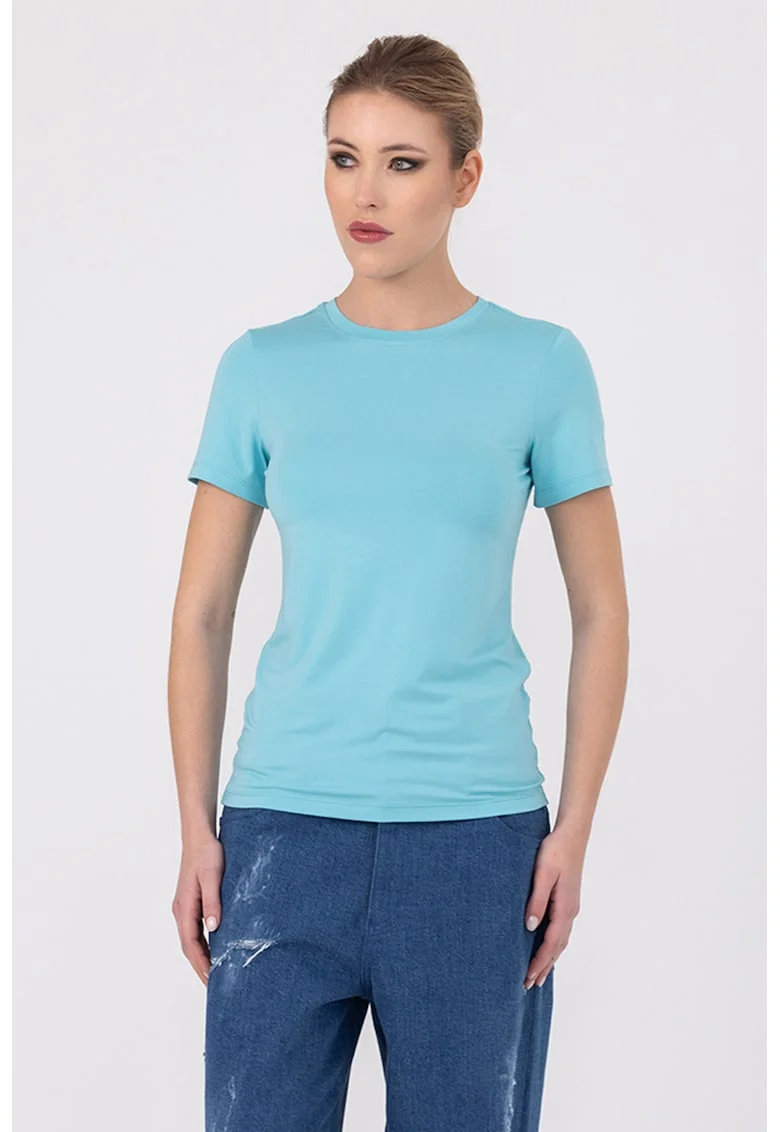 Tricou cu decolteu rotund Franca, Albastru pastel