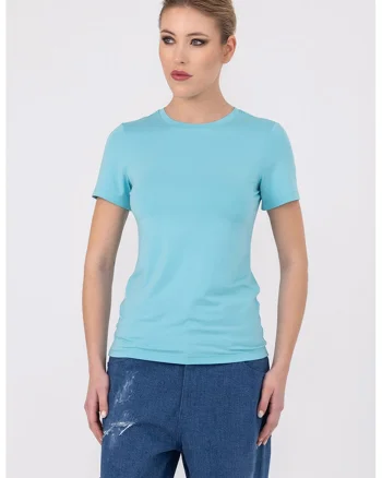 Tricou cu decolteu rotund Franca, Albastru pastel