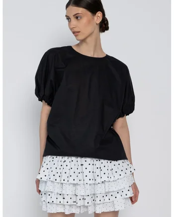 Bluza cu maneci bufante Gio, Negru
