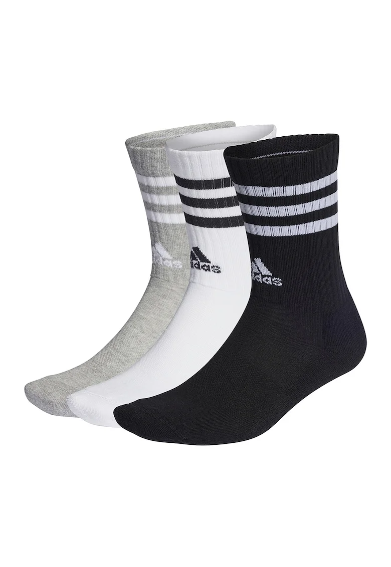 Set de sosete lungi unisex - 3 perechi, Alb/Negru/Gri deschis