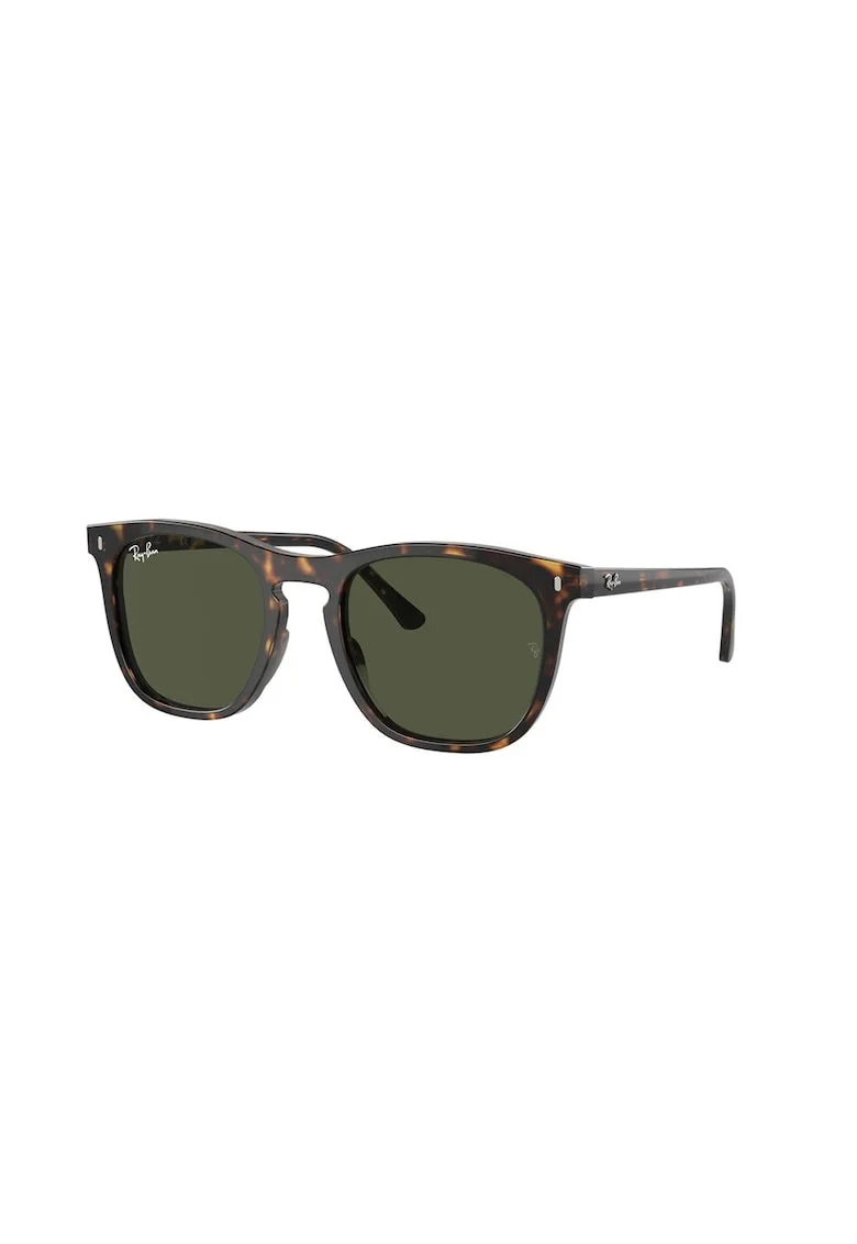 Ochelari de soare patrati unisex cu lentile uni, Negru/Maro