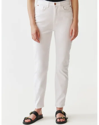 Blugi slim fit cu talie inalta, Alb