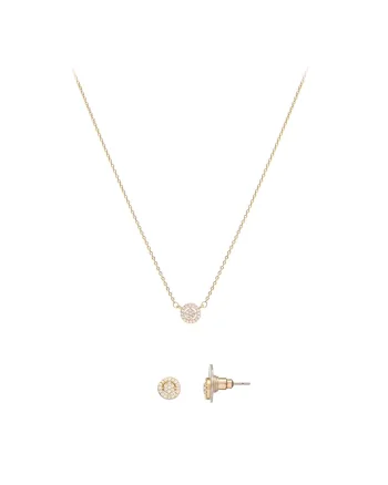 Set de colier si cercei cu cristale, Auriu