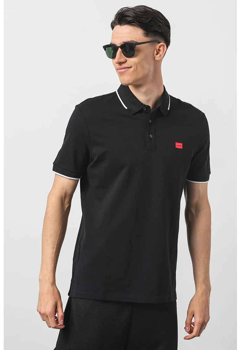 Tricou polo slim fit Deresino, Negru