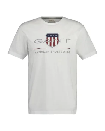 Tricou regular fit cu imprimeu logo Archive Shield, Alb
