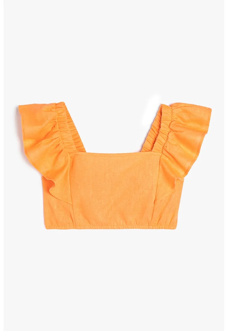 Bluza de in cu maneci cu volane, Portocaliu