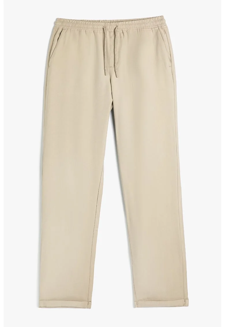 Pantaloni de trening cu snur si buzunare laterale, Maro deschis
