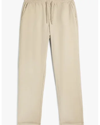 Pantaloni de trening cu snur si buzunare laterale, Maro deschis