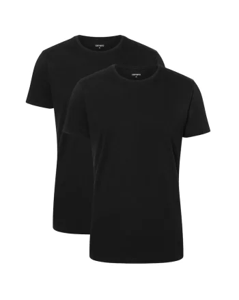 Tricou de bumbac cu decolteu la baza gatului, Negru