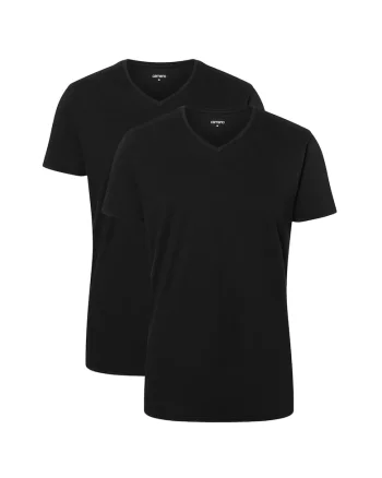Set de tricouri cu decolteu in V - 2 piese, Negru