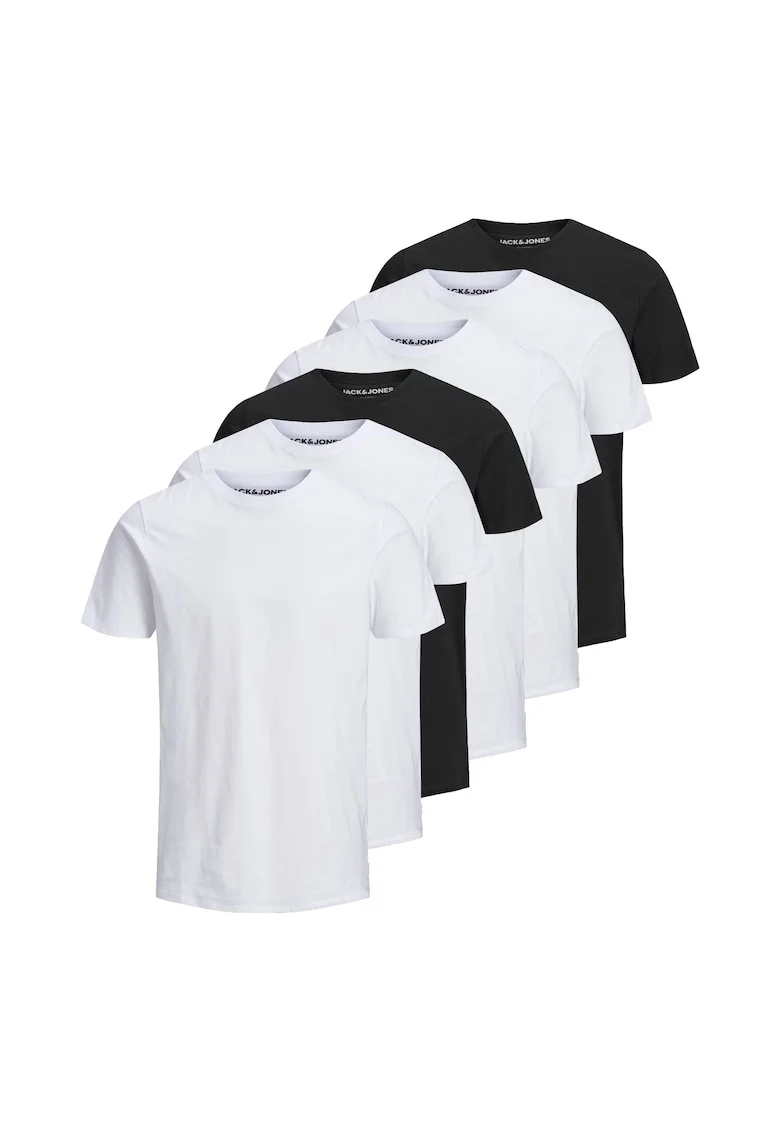 Set de tricouri din bumbac organic JJEORGANIC - 6 piese, Alb/Negru