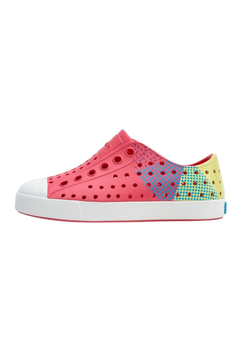 Tenisi flatform fara inchidere, Galben/Roz zmeuriu