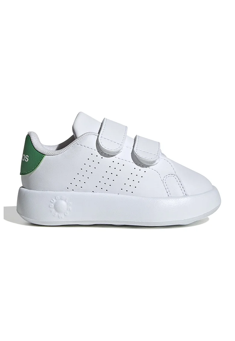 Pantofi sport de piele ecologica cu velcro Advantage, Alb/Verde
