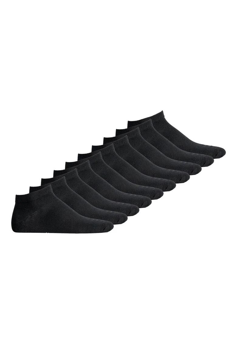 Set de sosete pana la glezna, din amestec de bumbac Classic StarChevron - 10 perechi, Negru