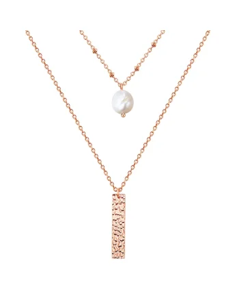 Colier stratificat, placat cu aur de 18K, Auriu rose