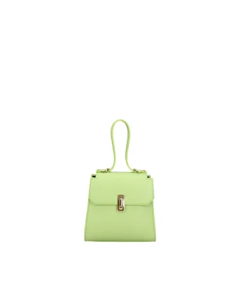 Geanta din piele cu clapa si maner, Verde