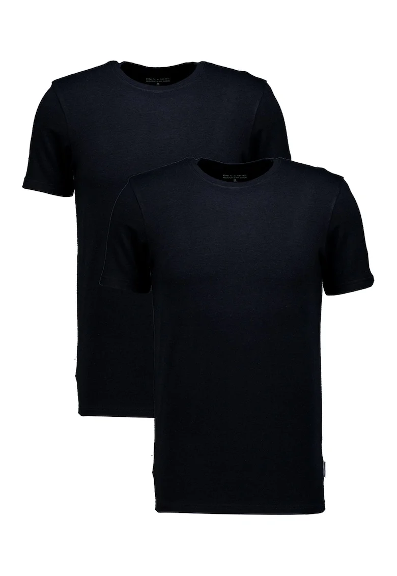 Set de tricouri cu decolteu la baza gatului - 2 piese, Negru