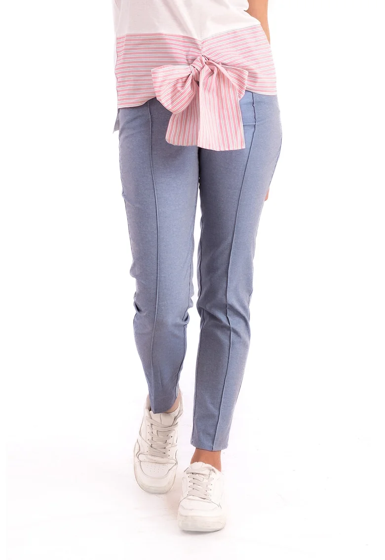 Pantaloni cu croiala conica si talie elastica, Albastru prafuit
