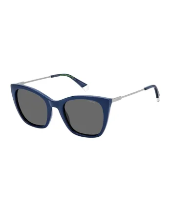 Ochelari de soare cat-eye polarizati, Albastru inchis/Gri antracit/Argintiu