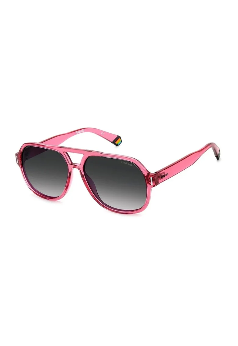 Ochelari de soare aviator cu lentile polarizate si moddel unisex, Fucsia/Gri antracit