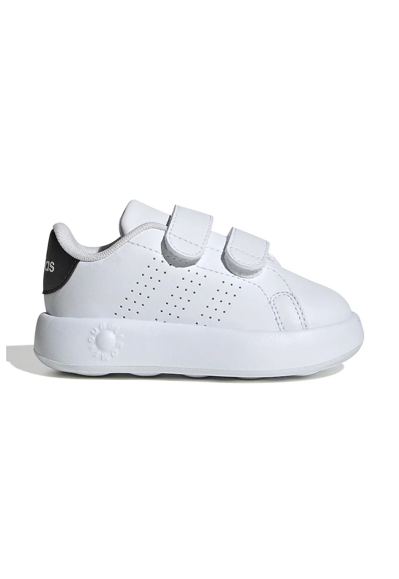 Pantofi sport de piele ecologica cu velcro Advantage, Negru/Alb optic