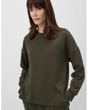 Bluza de trening din amestec de modal cu slituri laterale, Kaki