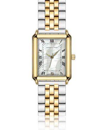 Ceas drepunghiular cu cadran Mother of Pearl, Argint/Auriu