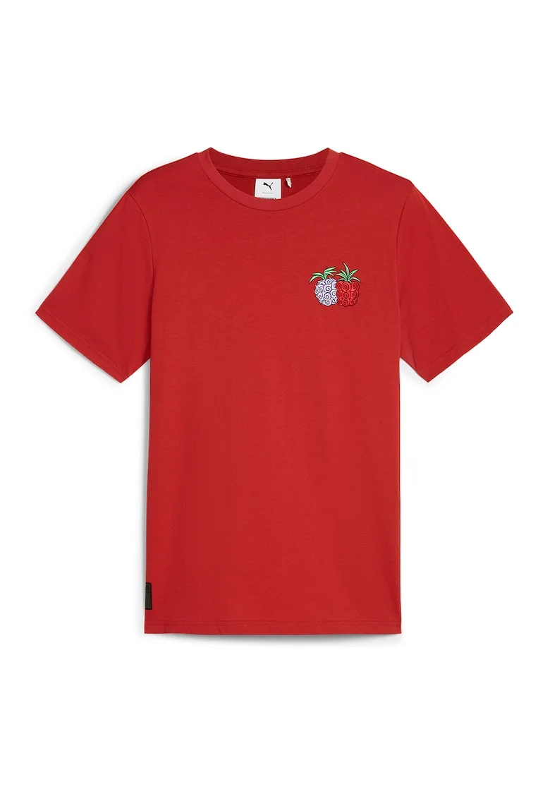 Tricou de bumbac cu decolteu la baza gatului, Rosu