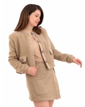 Sacou din amestec de lana, Bej