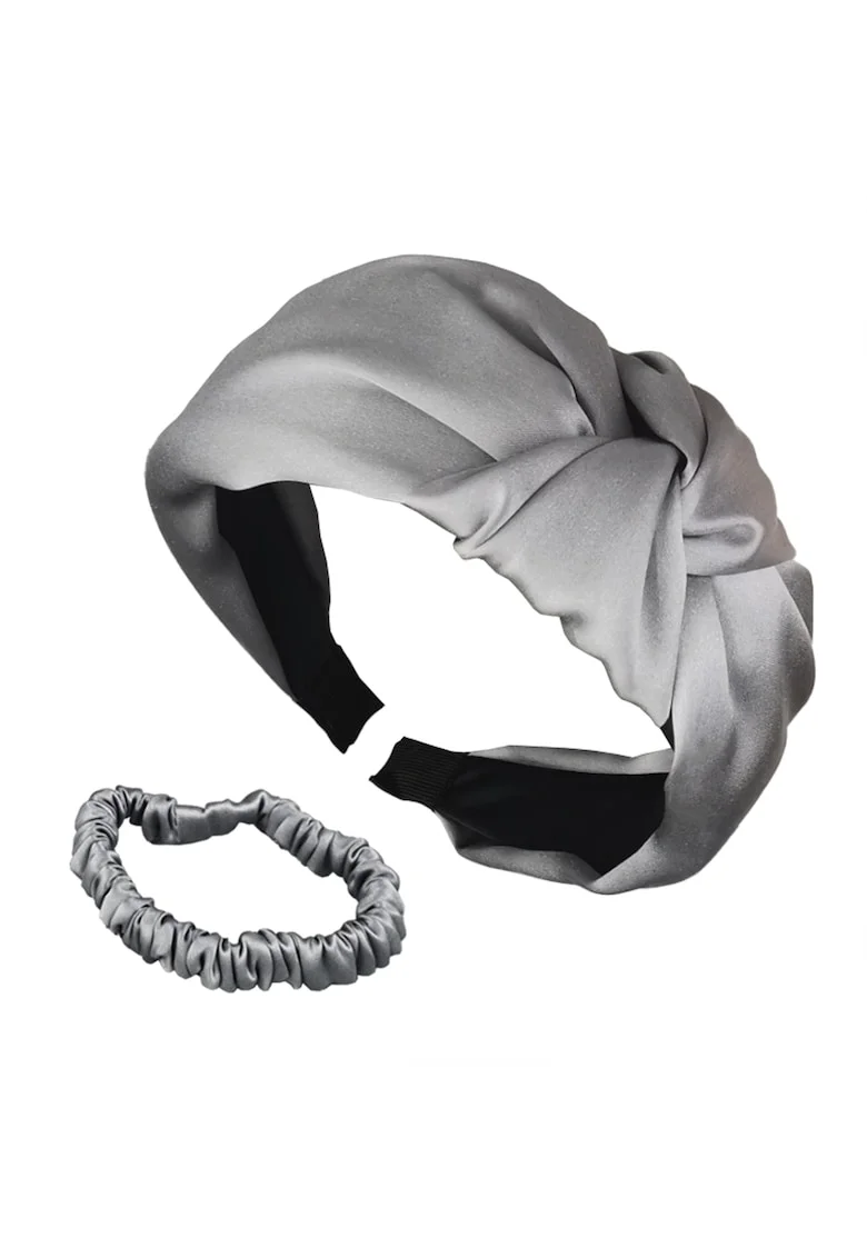 . Set de elastic si bentita din matase Delicat&Doux, Gri