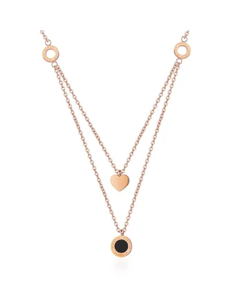 Colier de otel inoxidabil cu siraguri multiple Aline, Auriu rose