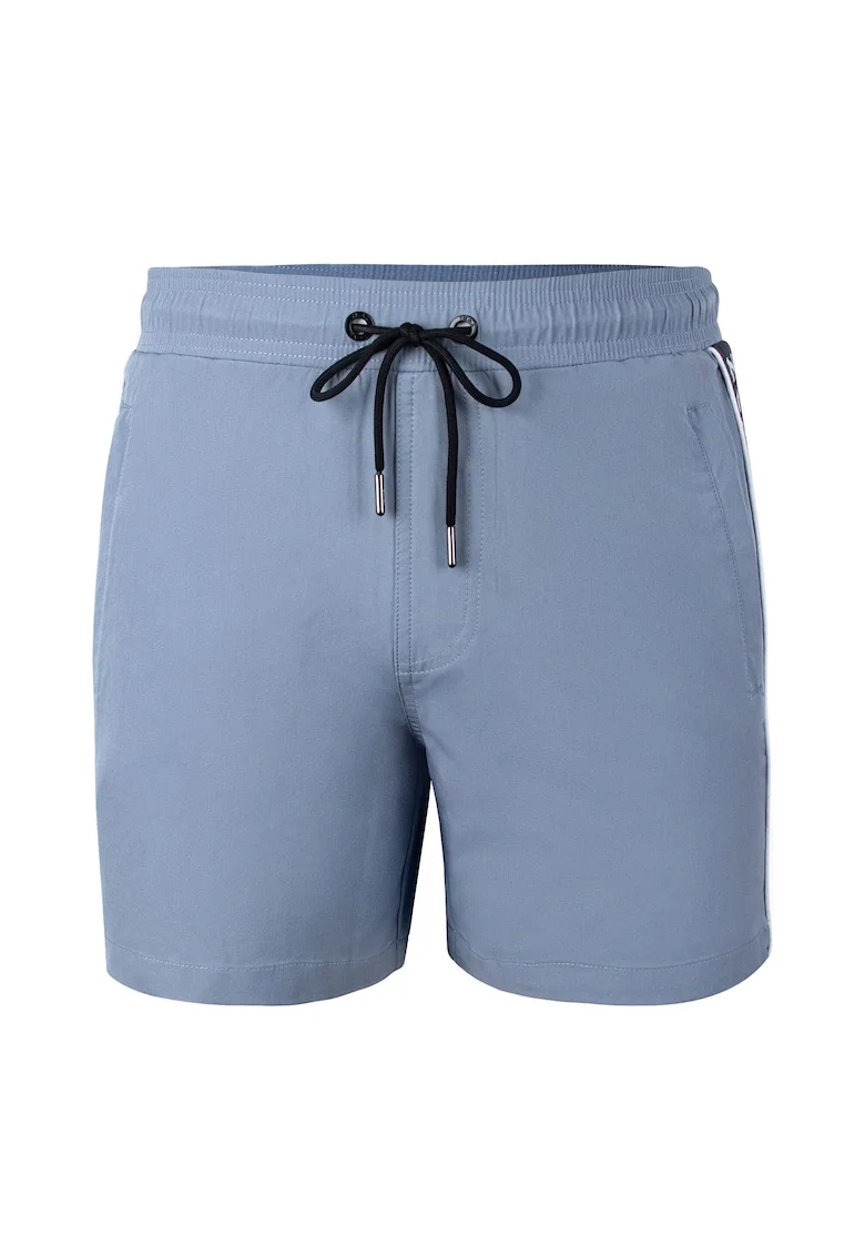 Pantaloni scurti de baie cu logo lateral si buzunare cu fermoar Seabeat 28987, Albastru