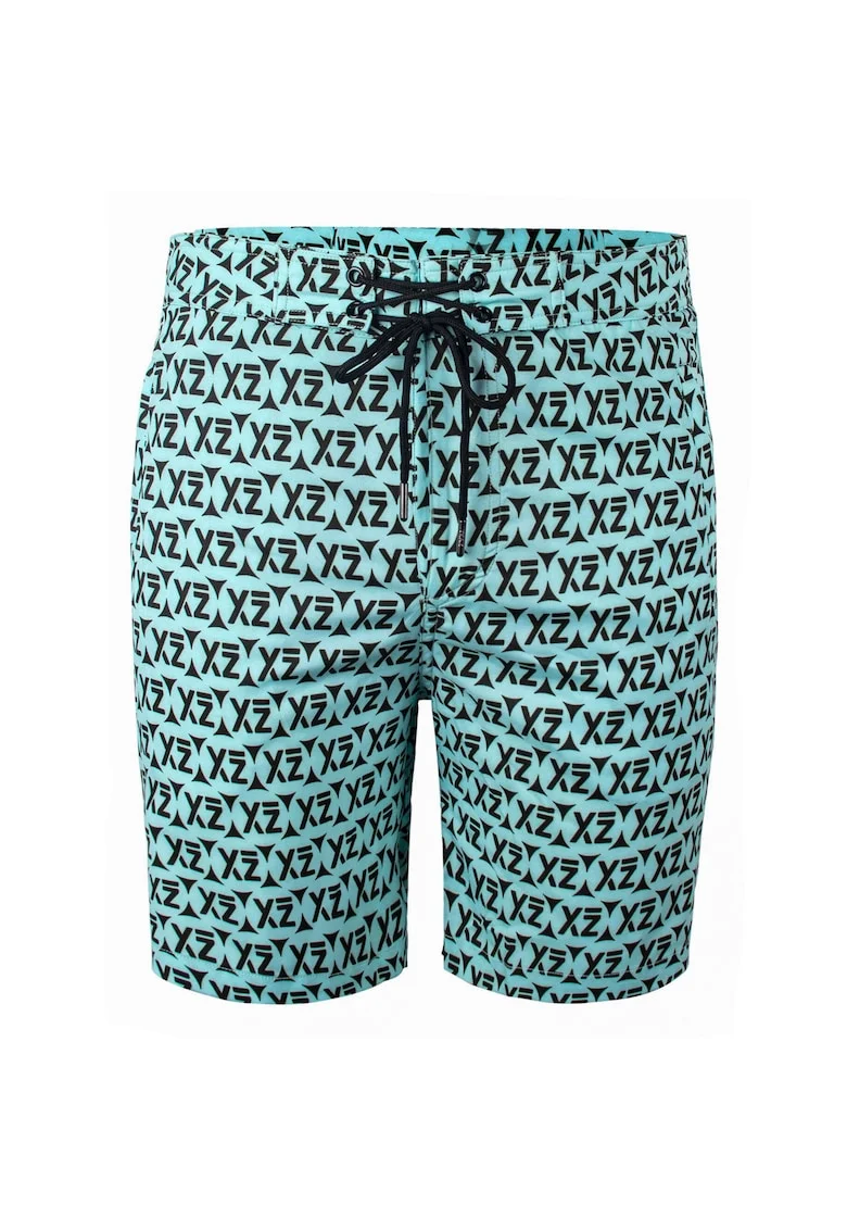 Pantaloni scurti de baie cu buzunare cu fermoar si model Dazzers 28989, Turcoaz