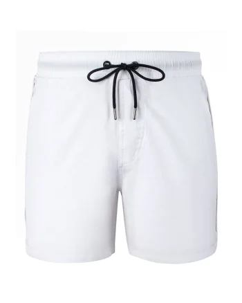 Pantaloni scurti de baie cu logo lateral si buzunare cu fermoar Seabeat 28987, Alb