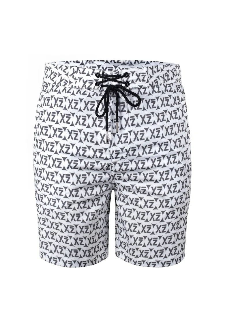 Pantaloni scurti de baie cu buzunare cu fermoar si model Dazzers 28989, Alb