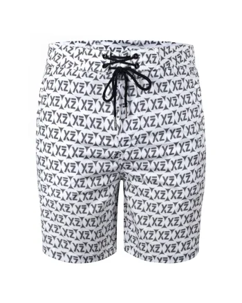 Pantaloni scurti de baie cu buzunare cu fermoar si model Dazzers 28989, Alb
