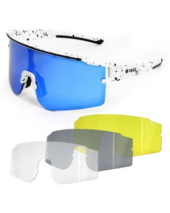 Ochelari de soare unisex cu lentile intersanjabile Sunthrill, Alb/Albastru