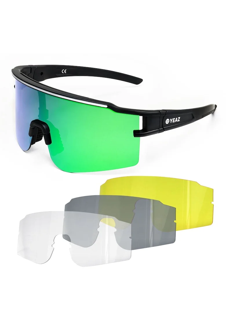 Ochelari de soare unisex cu lentile intersanjabile Sunthrill, Verde/Negru