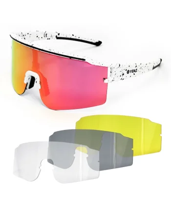 Ochelari de soare unisex cu lentile intersanjabile Sunthrill, Alb/Roz