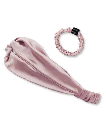 Set de bentita de matase si elastic de par, Roz