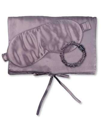 , Set de masca de noapte, saculet de transport si elastic de par, pentru calatorie 29505, Lila
